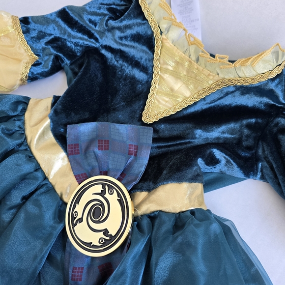 Disney Store Merida 4T Deluxe Dress Green Velvet And Tulle Layers - Picture 3 of 6